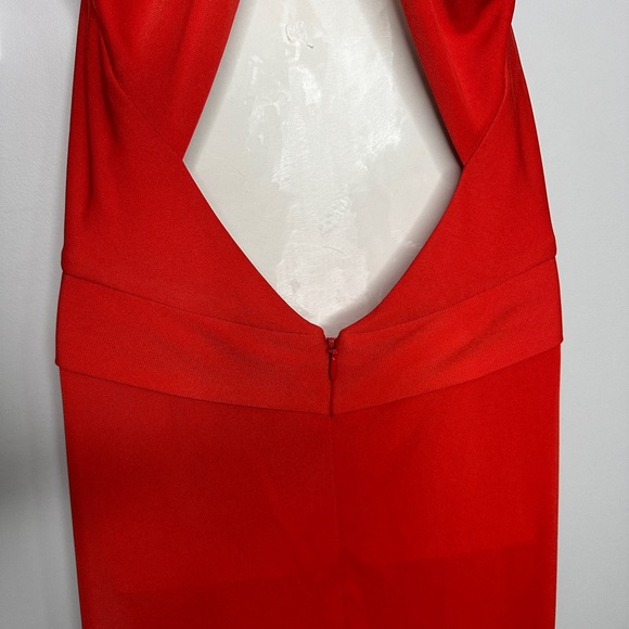 BCBG MaxAzria Fire Orange Red Halter Style Maxi Dress Small - Picture 7 of 16